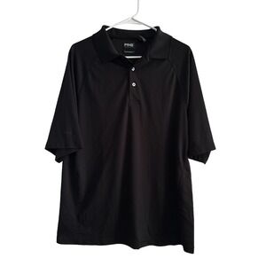 PING Ribbed Golf Polo Shirt Black Men's Size L Dry‎ Fiber Performance